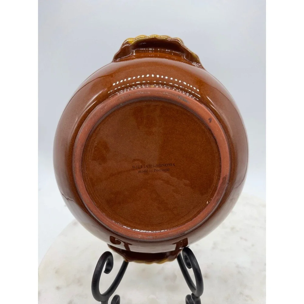 Williams Sonoma Dish Bowl Brown Yellow Flower‎ Pottery Portugal
